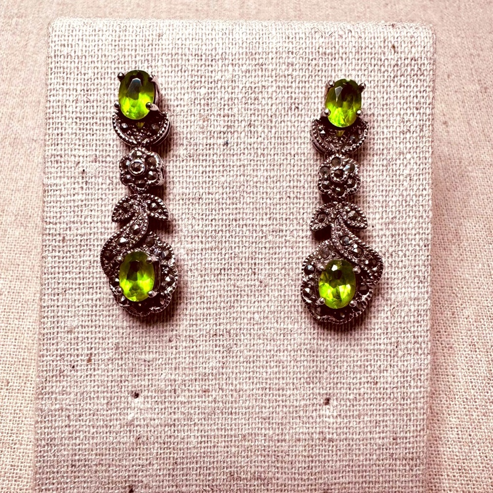 Lord & Taylor | Earrings | Peridot Sterling Silver Marcasite